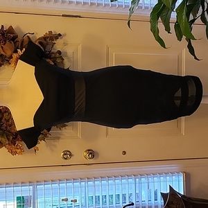 J for Justify Little Black Dress builtin bra sheer insert waist/hem Small EUC…